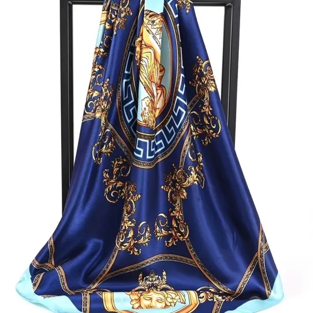 Elegant Blue and Gold Scarf